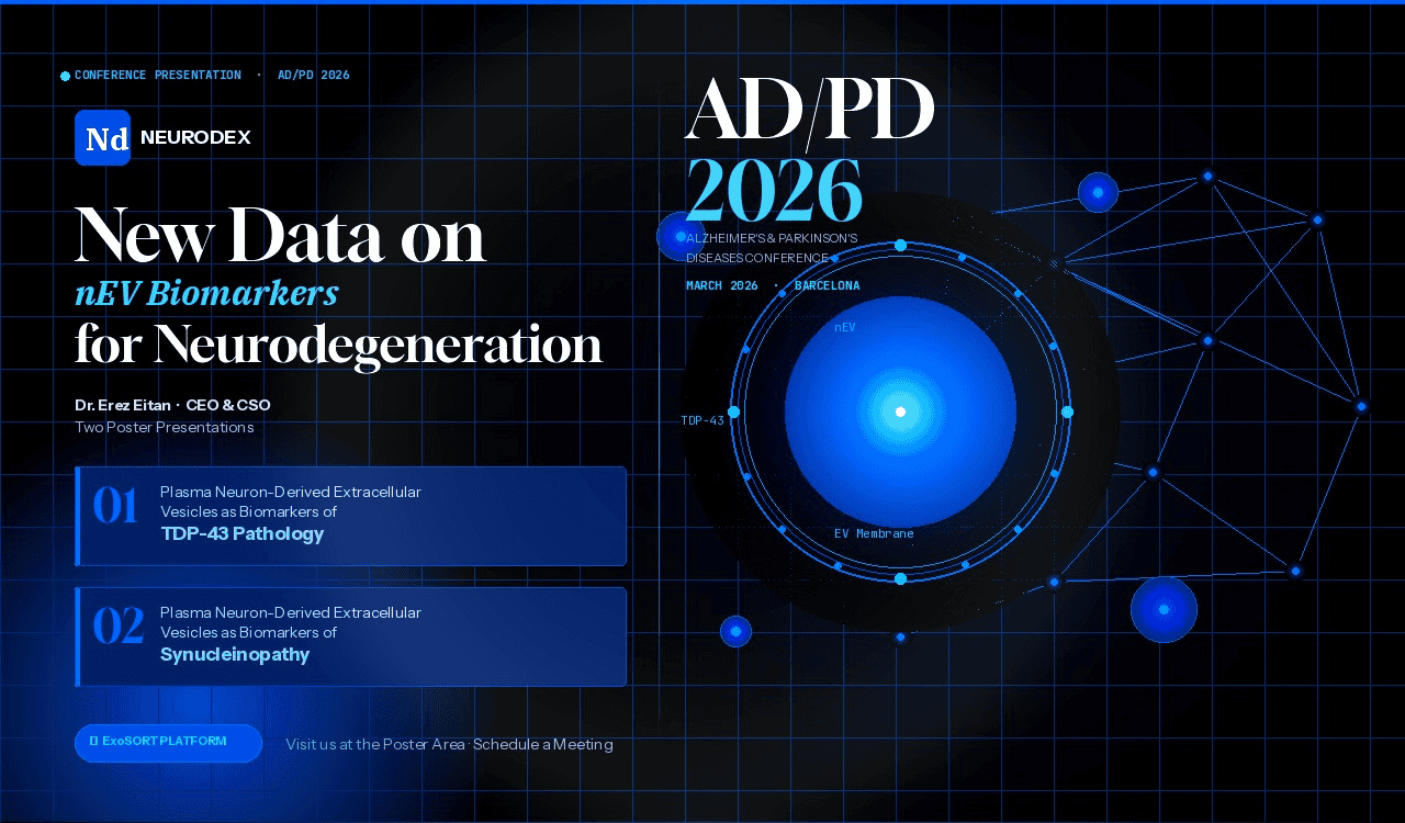 NeuroDex to Present Neuron-Derived Extracellular Vesicle Biomarker Data at ADPD 2026